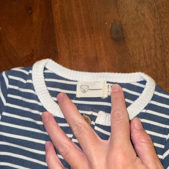 Navy and White Striped Kids Bodysuit - Picture 3 of 3